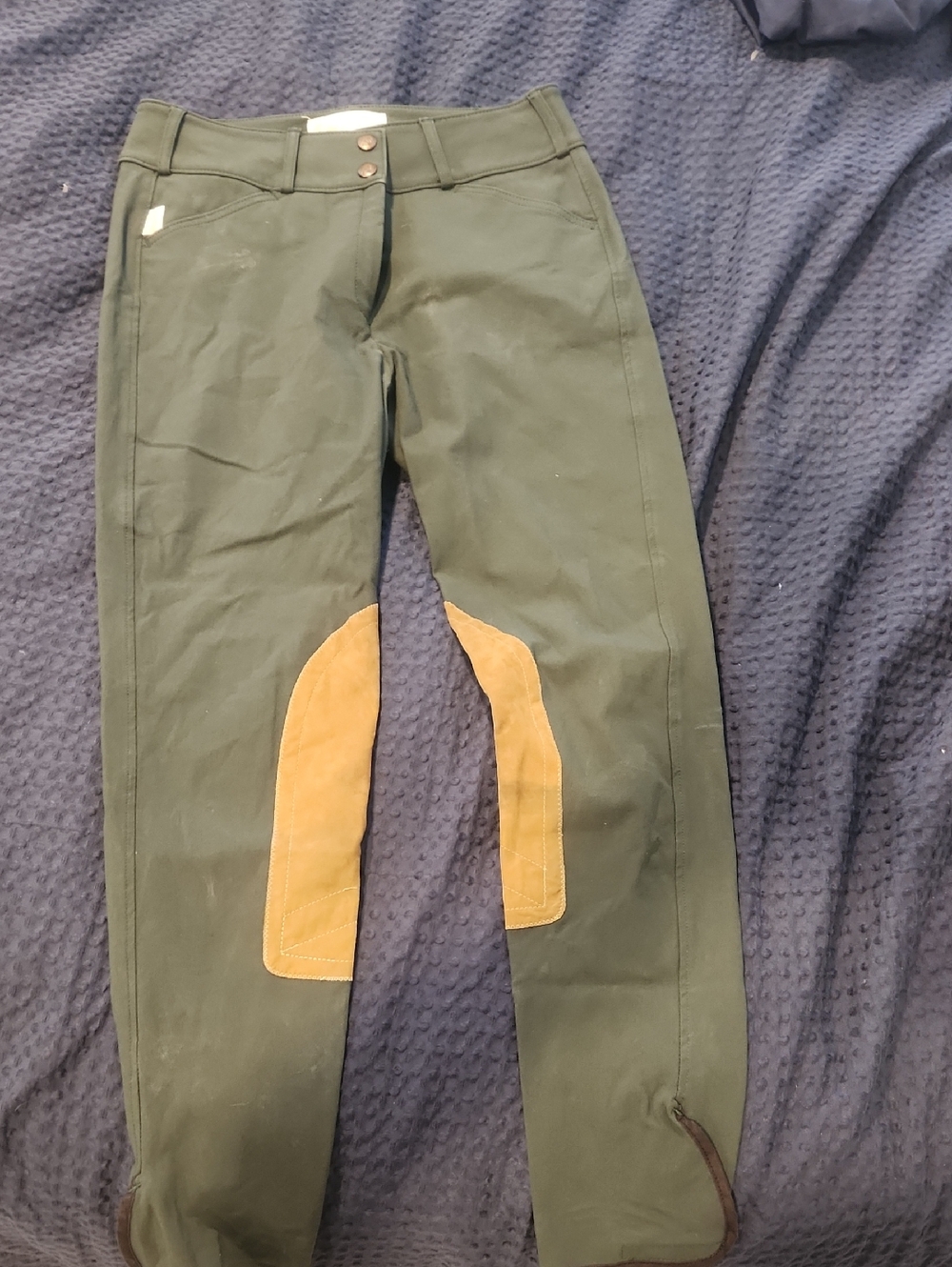 The Tailored Sportsman Green Riding Breeches with Tan Knee Patches 28L